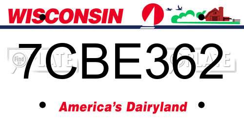 7CBE362 Wisconsin License Plate