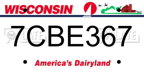7CBE367 Wisconsin License Plate
