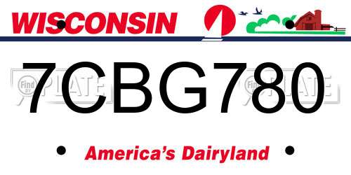 7CBG780 Wisconsin License Plate