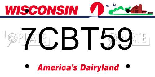 7CBT59 Wisconsin License Plate