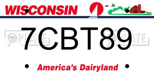 7CBT89 Wisconsin License Plate