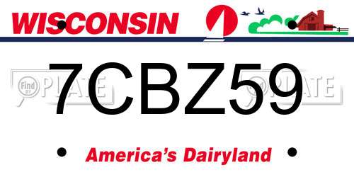 7CBZ59 Wisconsin License Plate