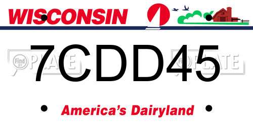 7CDD45 Wisconsin License Plate