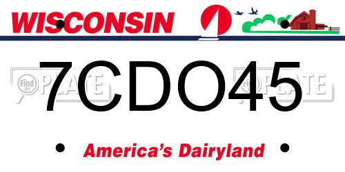 7CDO45 Wisconsin License Plate