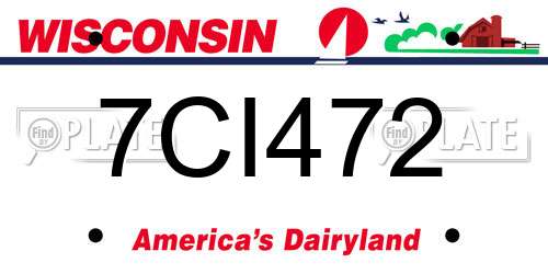 7CI472 Wisconsin License Plate
