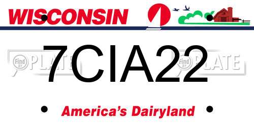 7CIA22 Wisconsin License Plate