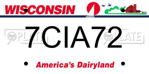 7CIA72 Wisconsin License Plate