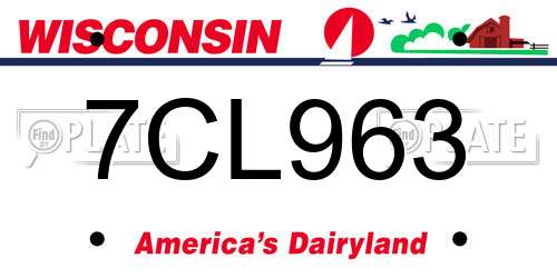 7CL963 Wisconsin License Plate