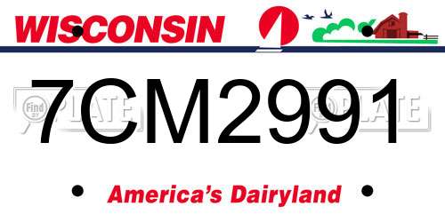 7CM2991 Wisconsin License Plate