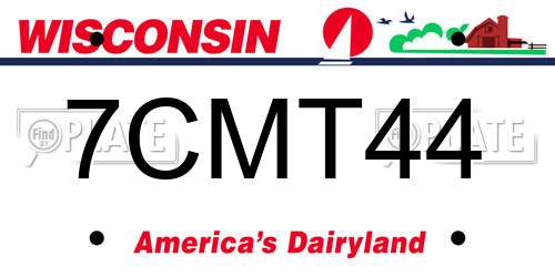 7CMT44 Wisconsin License Plate
