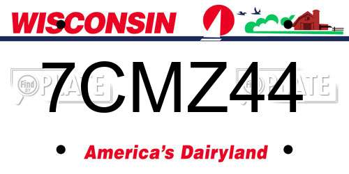7CMZ44 Wisconsin License Plate