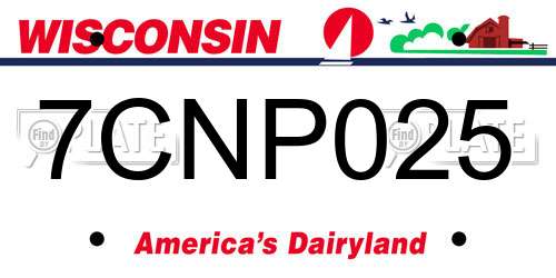 7CNP025 Wisconsin License Plate