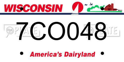 7CO048 Wisconsin License Plate