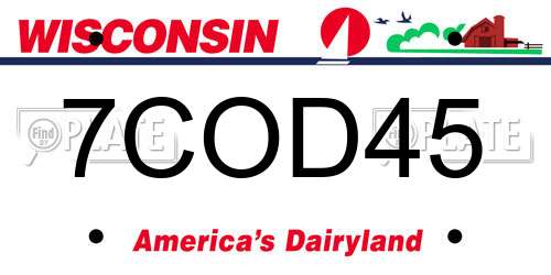 7COD45 Wisconsin License Plate