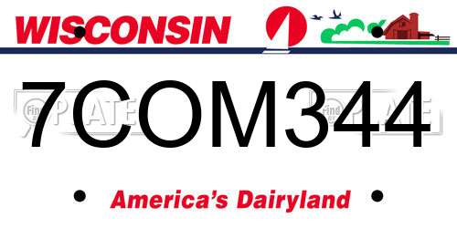 7COM344 Wisconsin License Plate