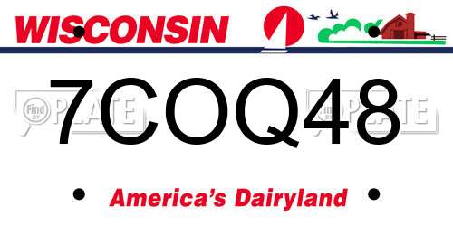 7COQ48 Wisconsin License Plate