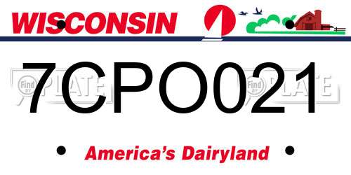 7CPO021 Wisconsin License Plate