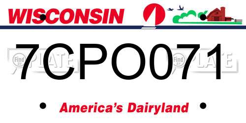 7CPO071 Wisconsin License Plate