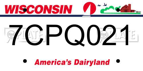 7CPQ021 Wisconsin License Plate
