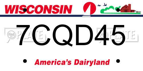 7CQD45 Wisconsin License Plate