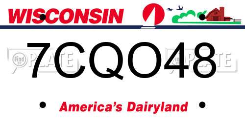 7CQO48 Wisconsin License Plate