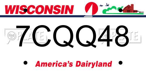 7CQQ48 Wisconsin License Plate