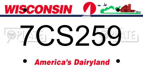 7CS259 Wisconsin License Plate
