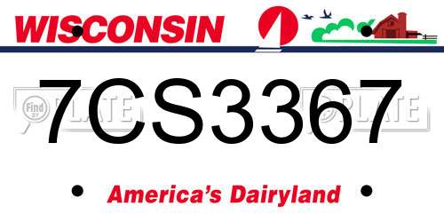 7CS3367 Wisconsin License Plate
