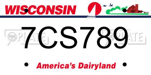 7CS789 Wisconsin License Plate
