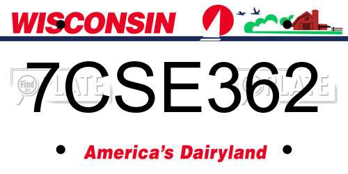 7CSE362 Wisconsin License Plate