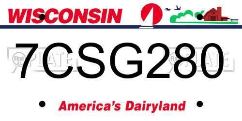 7CSG280 Wisconsin License Plate
