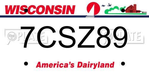 7CSZ89 Wisconsin License Plate