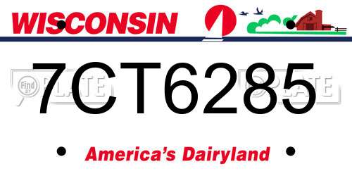 7CT6285 Wisconsin License Plate
