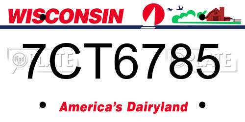 7CT6785 Wisconsin License Plate
