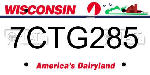 7CTG285 Wisconsin License Plate
