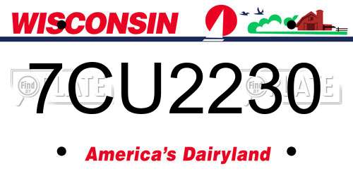 7CU2230 Wisconsin License Plate