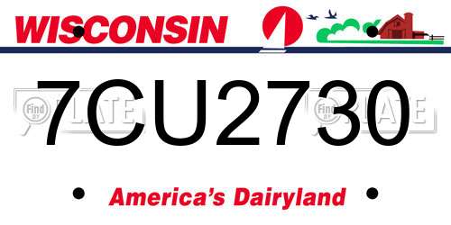 7CU2730 Wisconsin License Plate