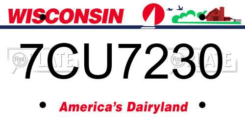 7CU7230 Wisconsin License Plate