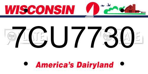 7CU7730 Wisconsin License Plate