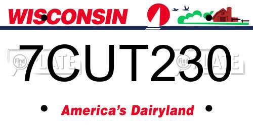7CUT230 Wisconsin License Plate