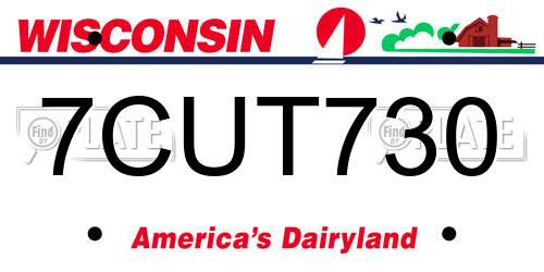 7CUT730 Wisconsin License Plate