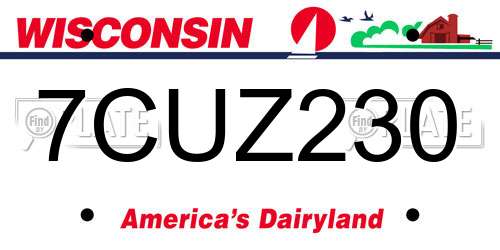 7CUZ230 Wisconsin License Plate