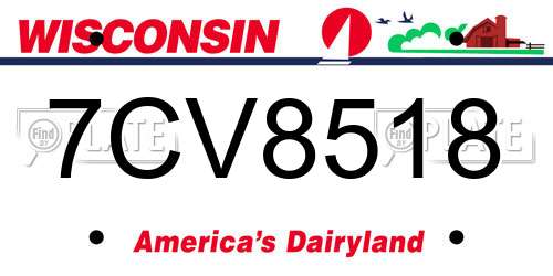 7CV8518 Wisconsin License Plate