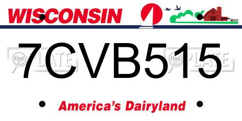 7CVB515 Wisconsin License Plate