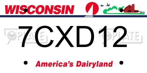 7CXD12 Wisconsin License Plate