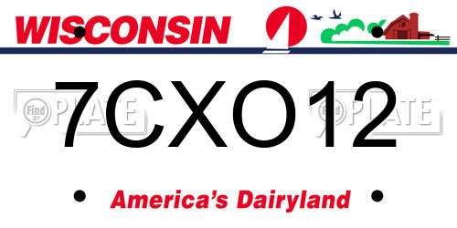 7CXO12 Wisconsin License Plate