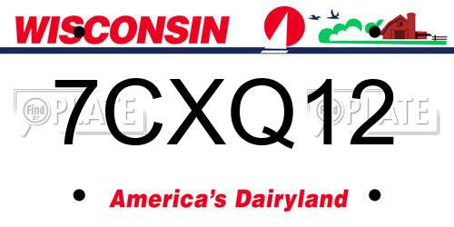 7CXQ12 Wisconsin License Plate
