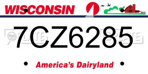 7CZ6285 Wisconsin License Plate