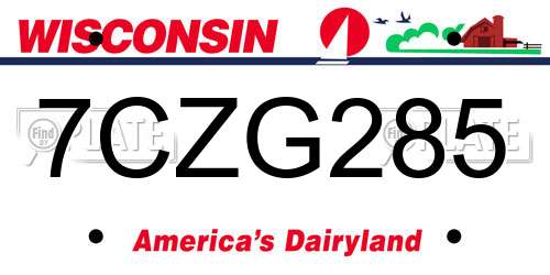7CZG285 Wisconsin License Plate