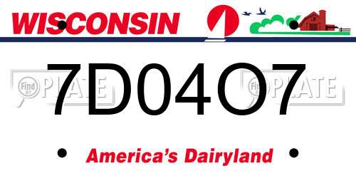 7D04O7 Wisconsin License Plate